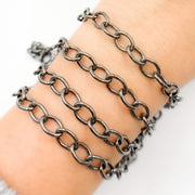 Black Rhodium Sterling Silver Smooth Cable Chain